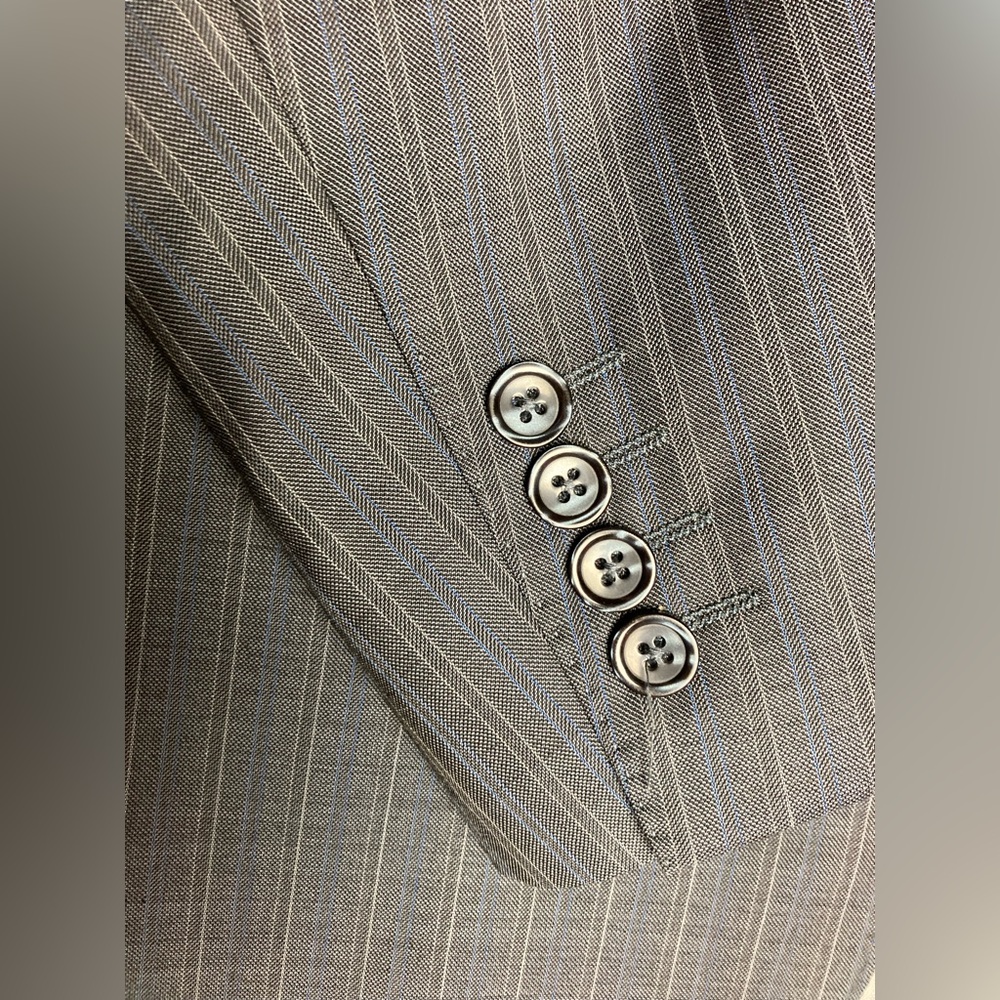 Tiglio luxe silk and wool Charcoal Pinstripe Blazer - Picture 2 of 15